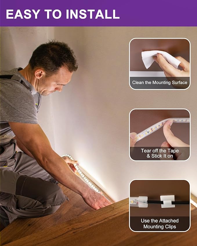 Outdoor LED Strip Lights Waterproof White, 16.4ft IP67 High Density Dimmable - Image 6