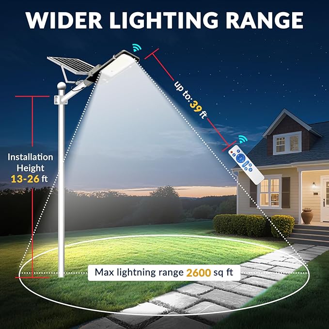 LYKENTOR Solar Lights Outdoor Waterproof IP65: 2 Pack 10000mAH Solar Street - Image 6