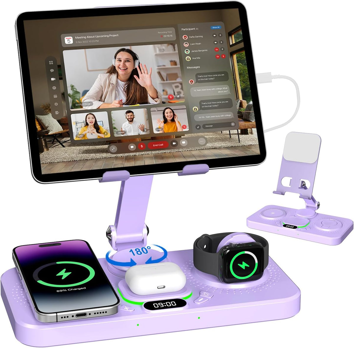 30W Charging Station for Apple Products, Foldable Wireless Charger