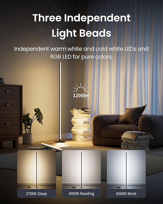 SwitchBot Floor Lamp with Matter, Warm Cool White, Corner Floor Lamp Compatible - Image 3