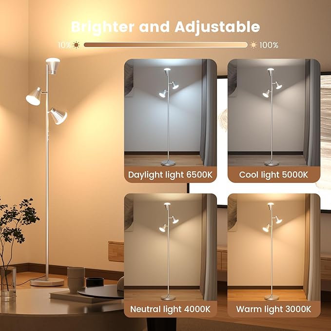 SIBRILLE 36W LED Tree Floor Lamp, Dimmable Tall Standing Lamp - Image 4