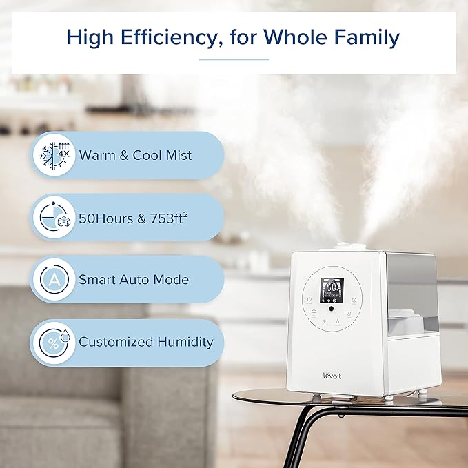 LEVOIT Humidifiers for Bedroom Large Room Home, 6L Warm and Cool Mist - Image 2