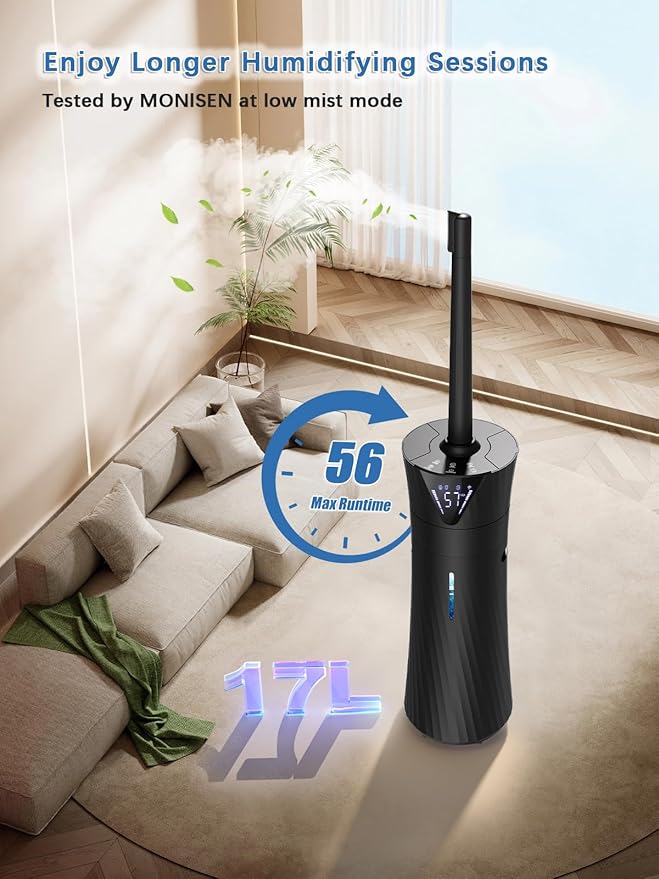 MONISEN 17L/4.5Gal Humidifier Large Room, Smart Quiet Ultrasonic Cool Mist - Image 3