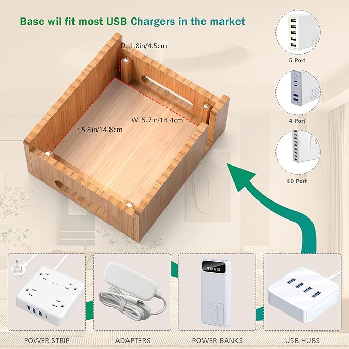 Pezin & Hulin Cell Phone Charging Stations, Bamboo Dock Organizer - Image 5