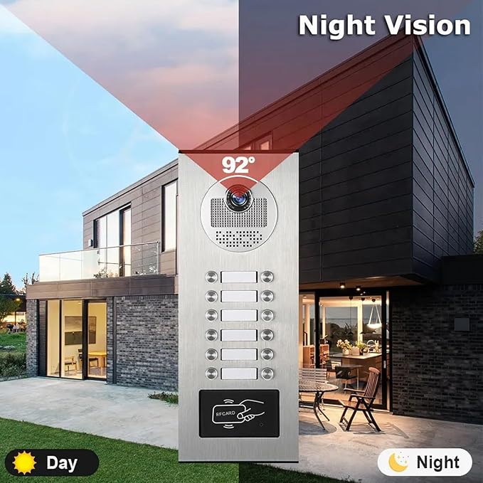 Wired Apartment Video Intercom System, 1080P HD Video Doorbell, Compatible - Image 7