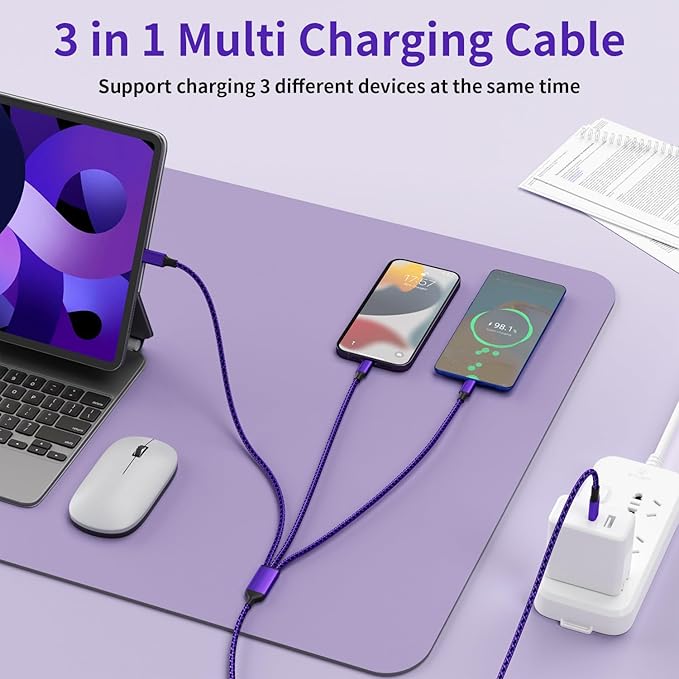 USB C Multi Charging Cable, 3 in 1 Charging Cable Nylon Braided Universal - Image 7