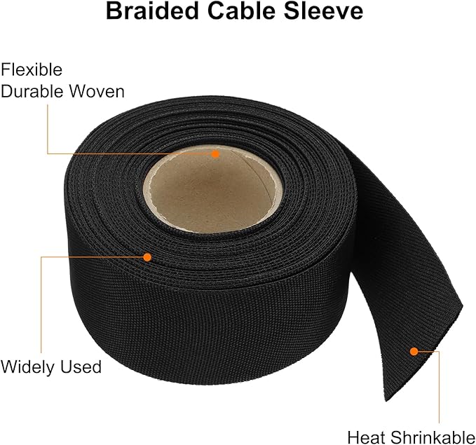 MECCANIXITY Braided Cable Sleeves Heat Shrinkable Fabric Sleeving, 1 9/16" 33ft - Image 4