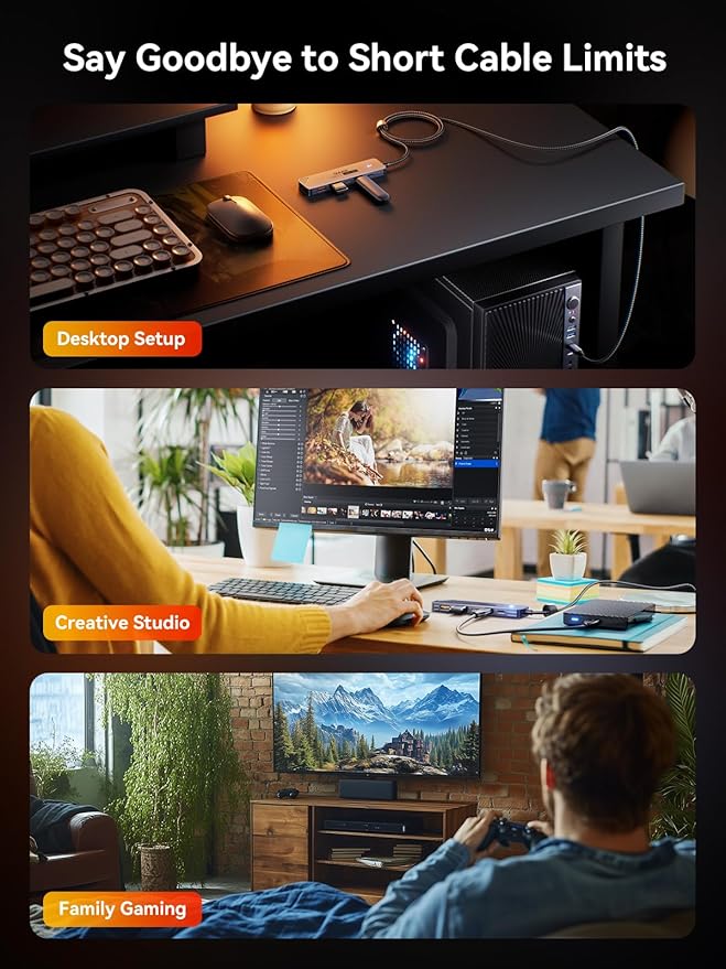 USB C Hub 10Gbps, QUUGE 5-in-1 USB Splitter - Image 7