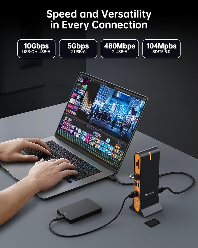 NOVOO Laptop Docking Station Dual Monitor, 15 in 1 Triple Display, 8K@30Hz DP - Image 6