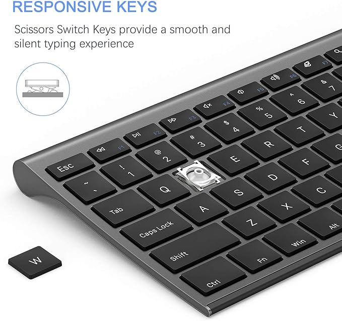 Wireless Keyboard and Mouse, Vssoplor Rechargeable Quiet Full-Size Keyboard and - Image 4
