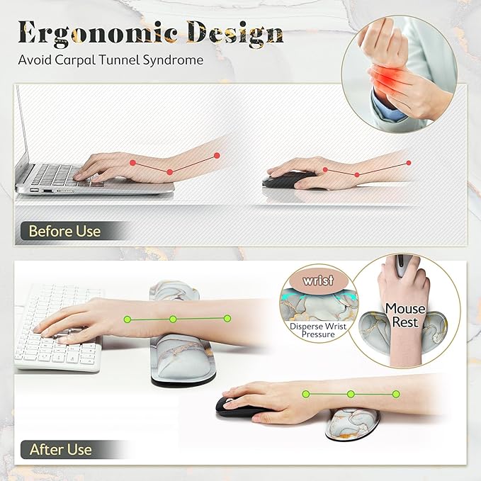 Gimars Upgrade Enlarge Gel Memory Foam Set Keyboard Wrist Rest Pad, Mouse Wrist - Image 5