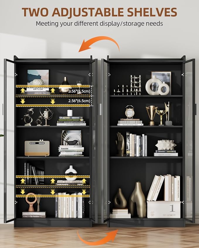 Dystler Display Cabinet with Glass Doors and Shelves, 5 Tier Display Case - Image 5
