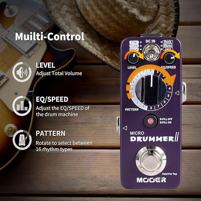 MOOER Micro Drummer II Guitar Drummer Pedal Drum Machine Effect - Image 3