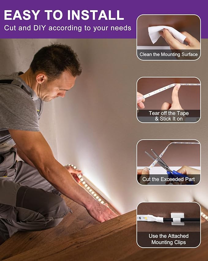 HitLights LED Strip Lights Neutral White 4000K, 16.4ft Dimmable Tape Light - Image 5