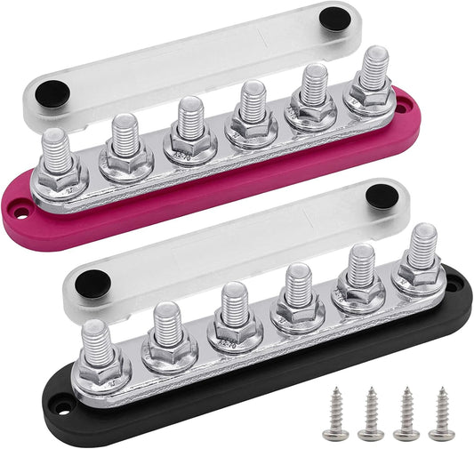 6 x M10 Studs Power Distribution Block Bus Bar 12V, Ampper 7" HD 300A Marine