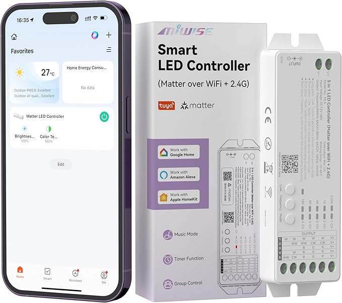 MIWISE Matter LED Controller, Dimmable WiFi Controller by MIWISE