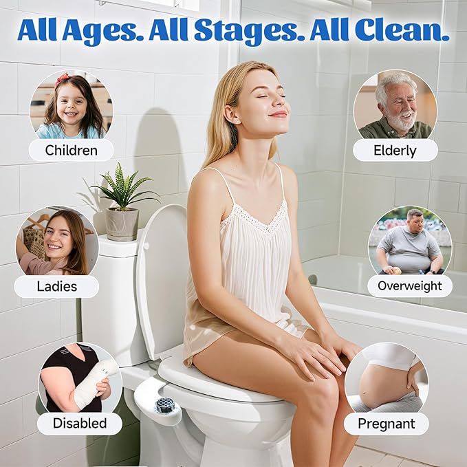 Bidet Attachment for Toilet Seat, Self-Cleaning Sprayer, Dual Nozzle Bidet - Image 2