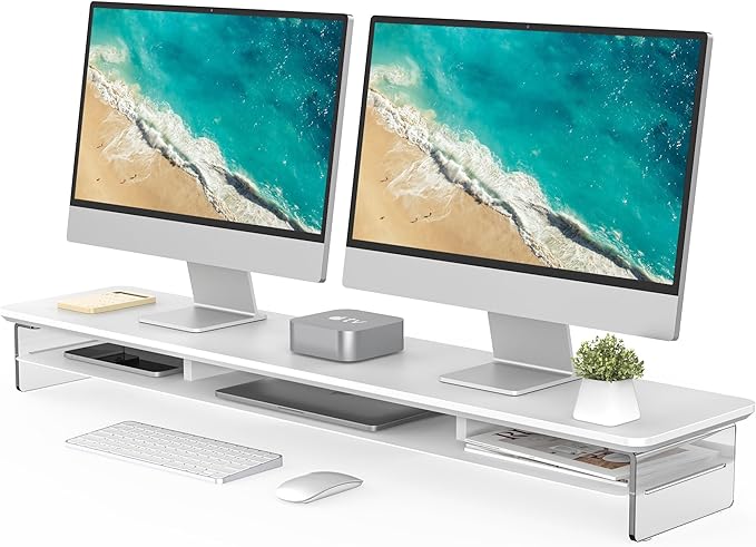 Fenge Acrylic Monitor Stand Riser, 42.5 Inches Dual Monitor Stand by Fenge