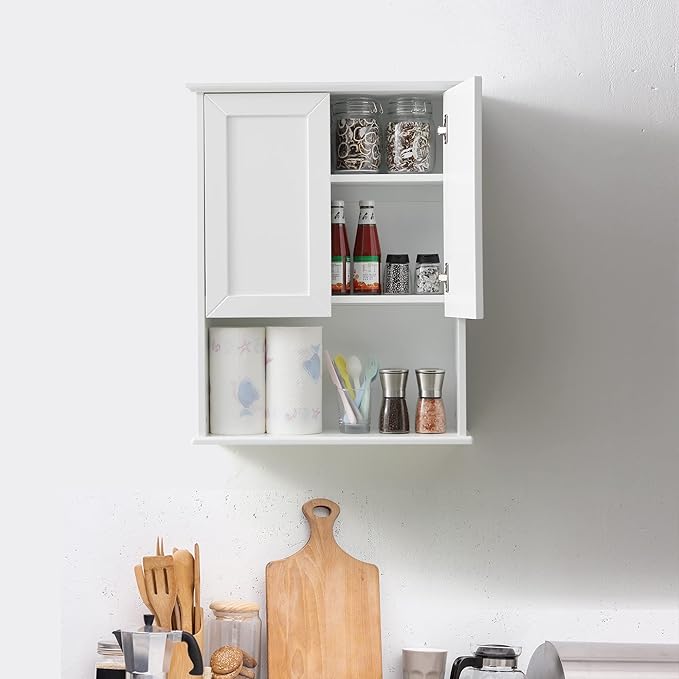 Bathroom Wall Cabinet Wooden Medicine Cabinet Buffering Hinge MDF Material Over - Image 4