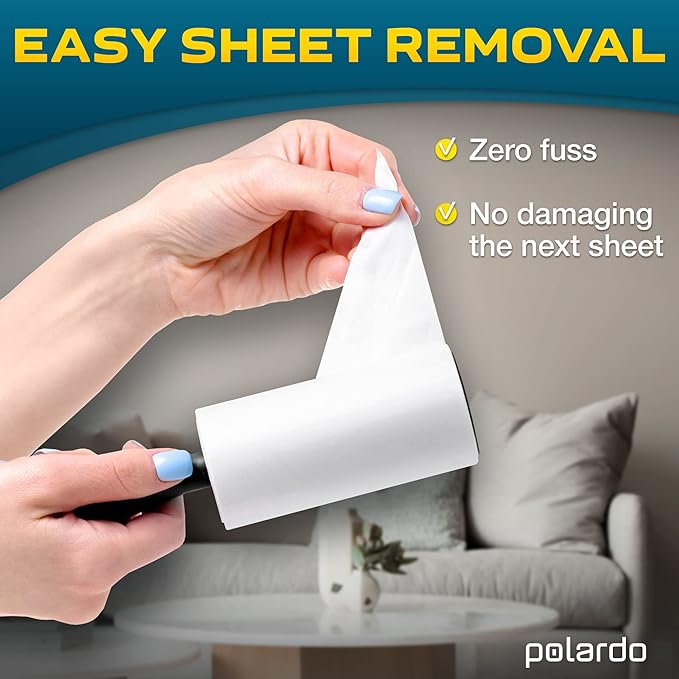 Lint Rollers 2 pcs, 900 Sticky Sheets, Extra 8 Spare Rollers/Hair Remover - Image 4