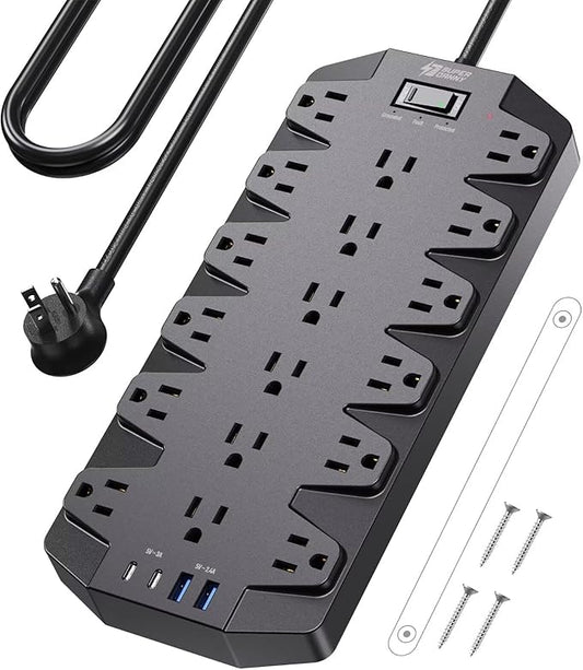 Surge Protector Power Strip, SUPERDANNY 18 AC Outlets by SUPERDANNY