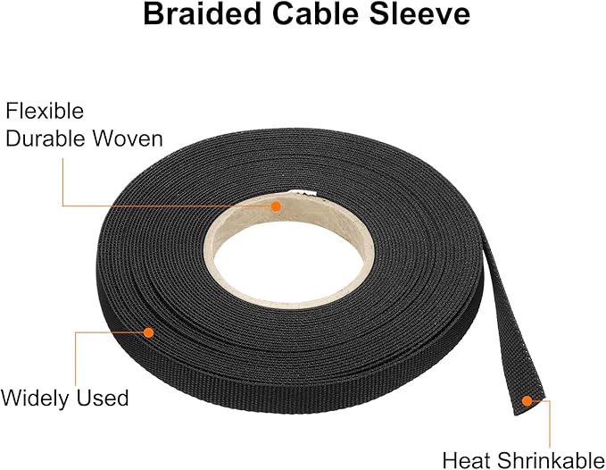 MECCANIXITY Braided Cable Sleeves Heat Shrinkable Fabric Sleeving, 5/16" 40ft - Image 4