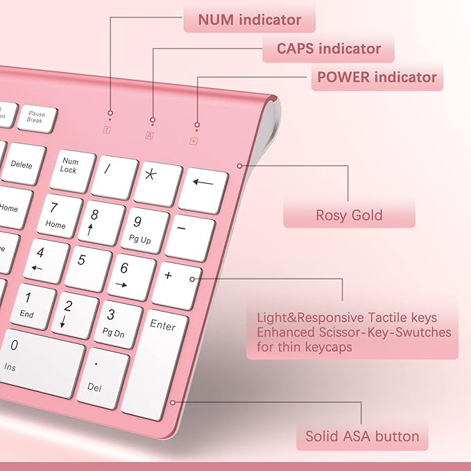 J JOYACCESS Wireless Keyboard Mouse Combo, Typewriter Keyboard Wireless - Image 3