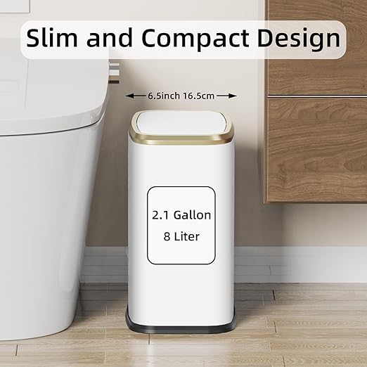 8L/2.1 Gallon Small Bathroom Trash Can - Image 2