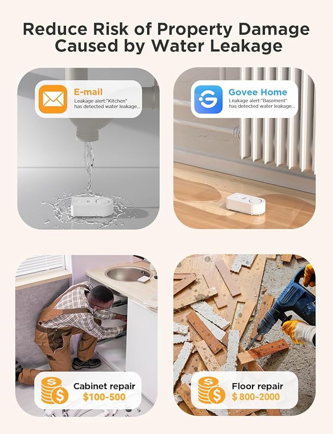 Govee WiFi Water Sensor 1 Pack, Smart Water Leak Detector, 100dB Adjustable - Image 6