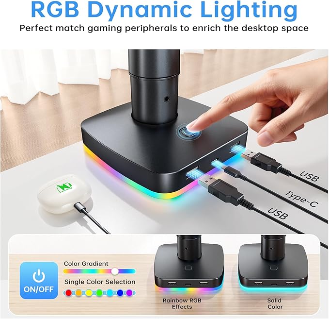 RGB Single Monitor Stand, Gas Spring Monitor Arm - Image 3