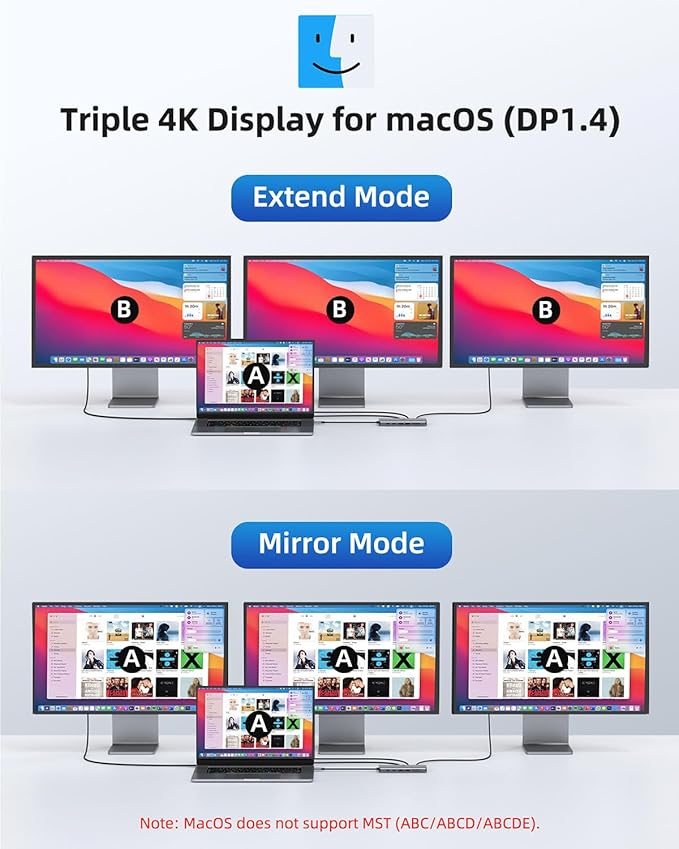 Laptop Docking Station 4 Monitors, Dual HDMI+8K DP+VGA, 100W PD, 6 USB C/A Ports - Image 4