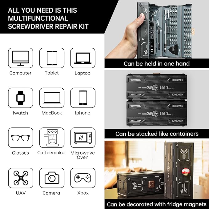 Small Electric Screwdriver Set, JAKEMY Smart 3 Torque Cordless Screwdriver Kit - Image 2