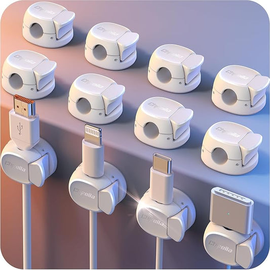 12Pack Cord Organizer Cable Clips, Chfeila Cord Holder, Desk Cable Management by Chfeila