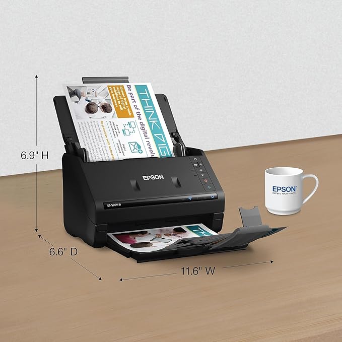 Epson Workforce ES-500W II Wireless Color Duplex Desktop Document Scanner - Image 3