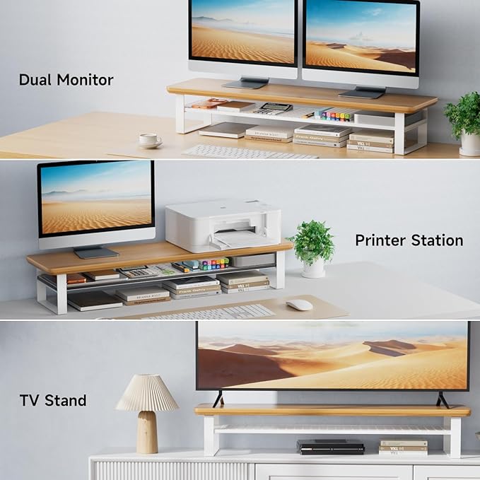NestNeat Dual Monitor Stand, 35.4 Inch Monitor Stand Riser - Image 7
