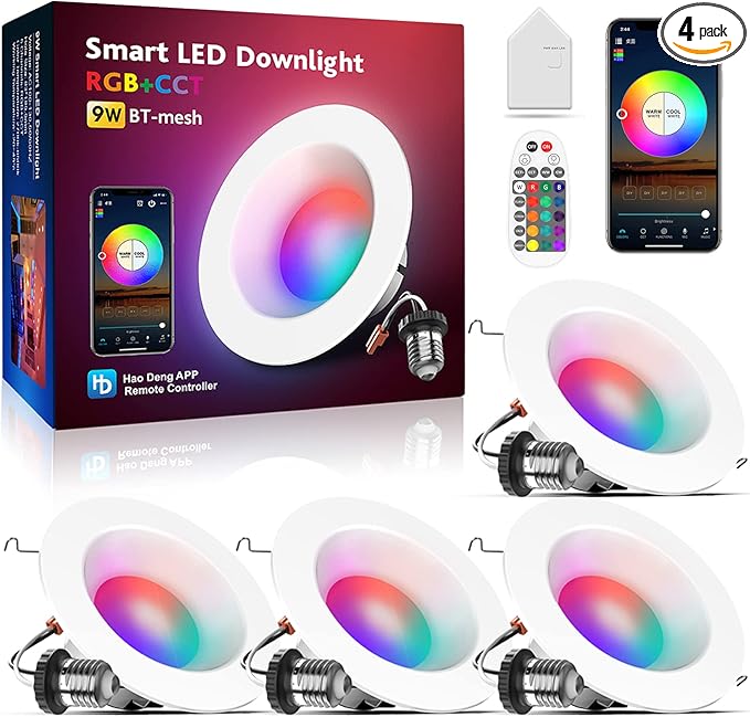 VANANCE Smart Can Light 6 Inch, 2700K-6500K CCT Selectable, RGB Remote LED by Vanance