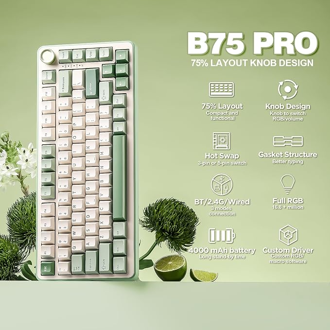 YUNZII B75 PRO Wireless Mechanical Keyboard, 75% Layout - Image 2