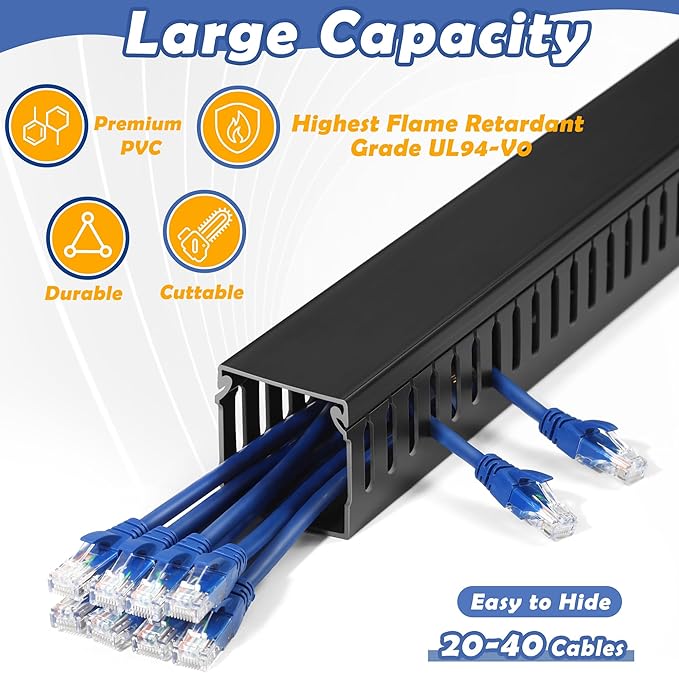 ZhiYo 66in Professional Server Rack Cable Management Raceway, H2in x W2in Cable - Image 3