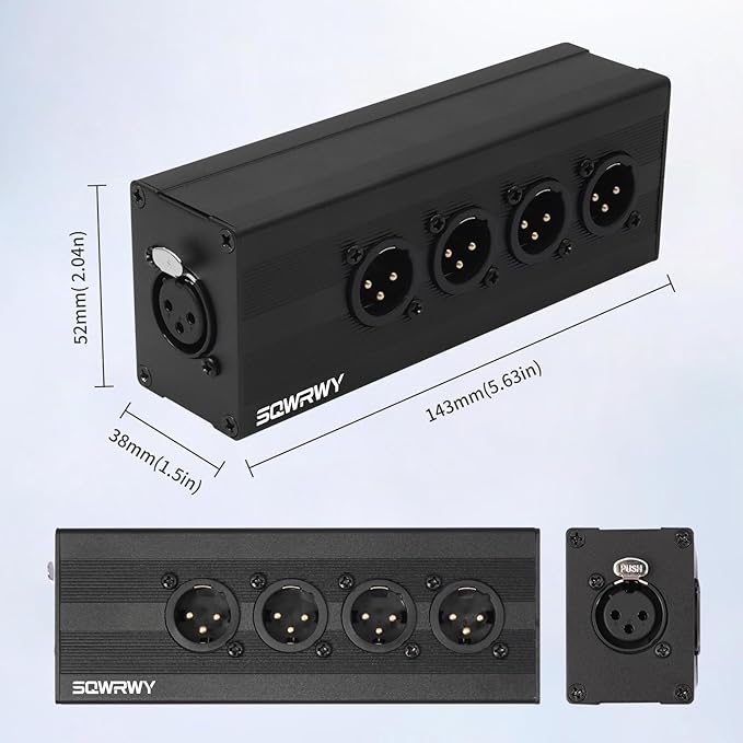 SQWRWY XLR 1 Female to 4 Male Passive Splitter | 4-Channel Galvanic Distribution - Image 2