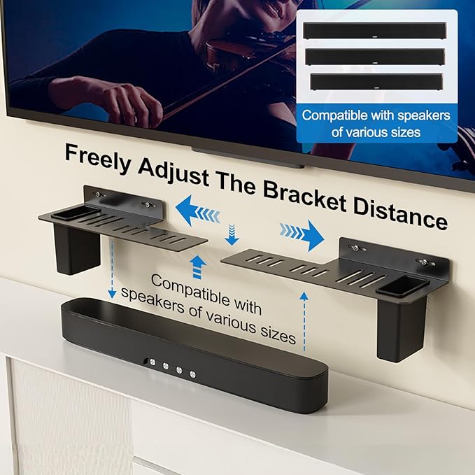 BYMECOST Heavy-Duty Steel Soundbar Mount Under TV - Image 2