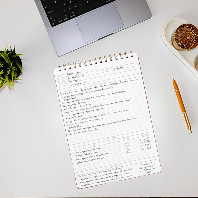 | Meeting Notebook for Work | 8.25" x 11.75" | Project Planner | Simple Design - Image 8