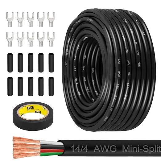 MOOKEERF 14/4 AWG Mini-Split Cable - 100FT 14 AWG 4 Conductor Control Cable by MOOKEERF