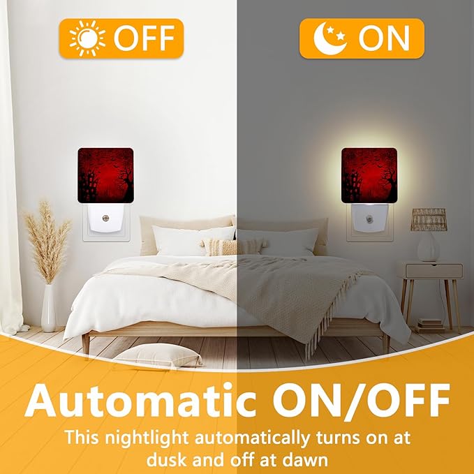 GANTINIR Halloween Night Light, Plug-into Red Black Red Black Bats Spider Ghost - Image 6