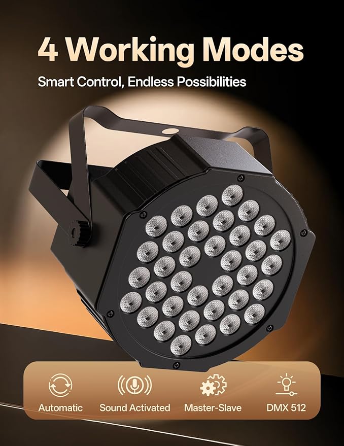 JAJALUYA LED Par Lights 36 LED Stage Lights 7 Modes RGB DJ Lights - Image 4