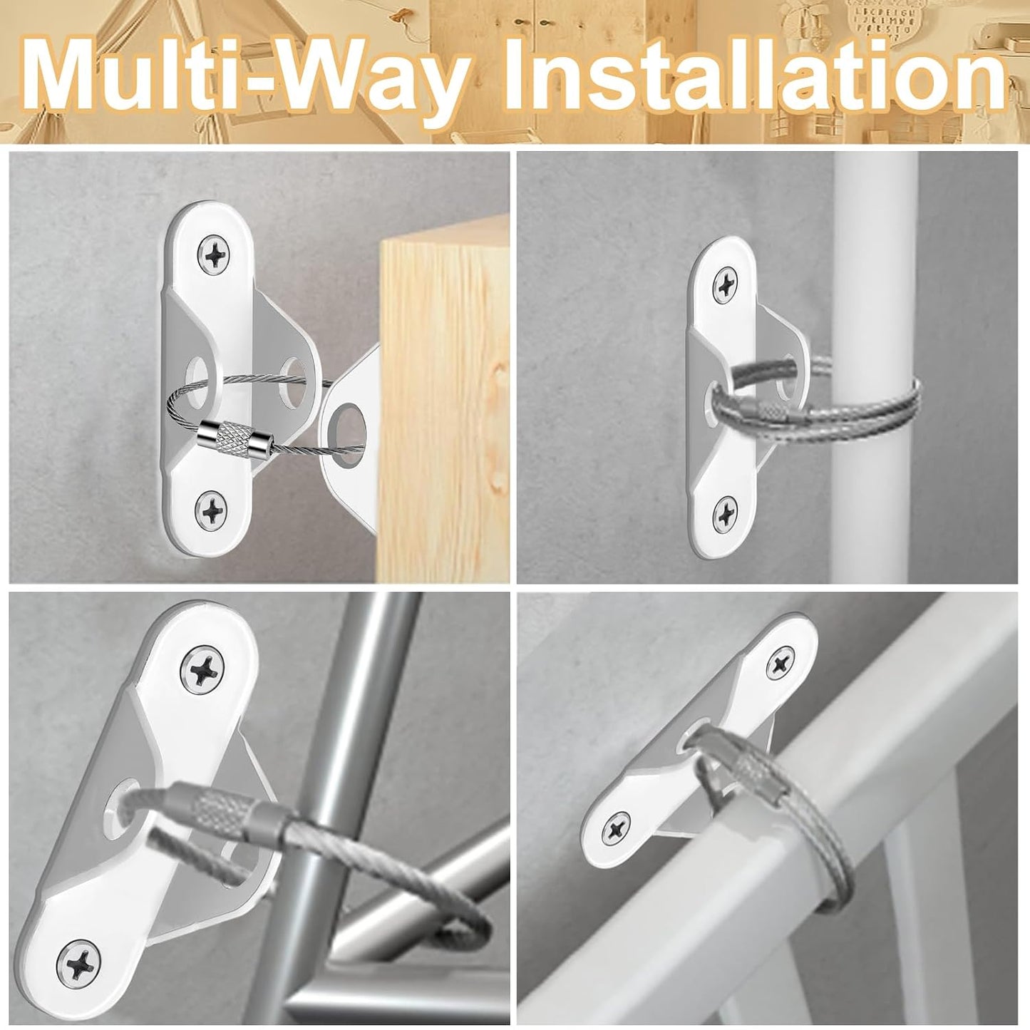 Furniture Anchors (12 Pack) for Baby Proofing & Pet Protecting, Furniture Straps Anti Tip Furniture Wall Anchor Securing 400 lbs/Keep Baby Pet Safety from Falling Furniture, Earthquake Straps