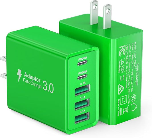 USB C Wall Charger, 60W USB C Charger Block 5-Port PD Fast Charging Blocks by Dulums