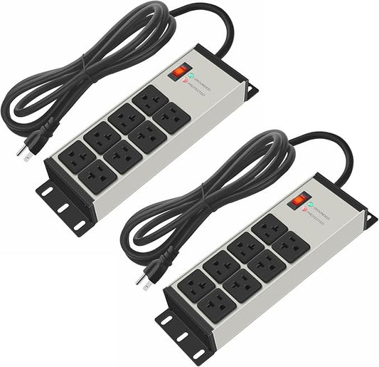 CCCEI 2PCS Heavy Duty Power Strip Surge Protector 20 AMP, 8 Outlets 12 Gauge by CCCEI