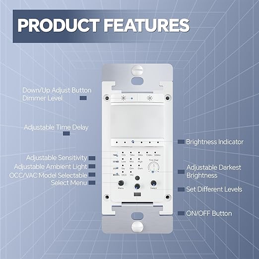 ECOELER Motion Sensor Dimmer Switch, Dimmer Electrical Light Switches - Image 3