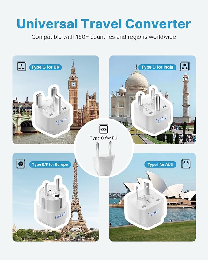 220V to 110V Converter for European Travel, VINTAR 200W Mini Universal Travel - Image 5