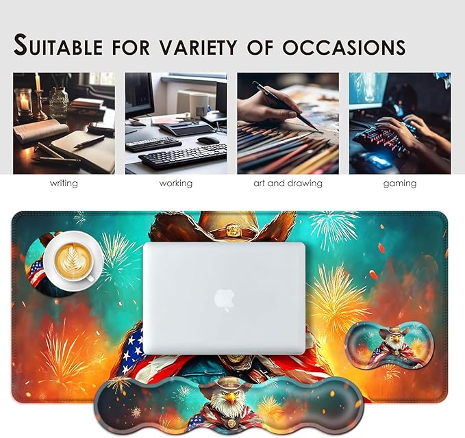 BFUKVOU Large Keyboard Mouse Pad Set, Extended Mouse Pad+Keyboard Wrist Rest - Image 7